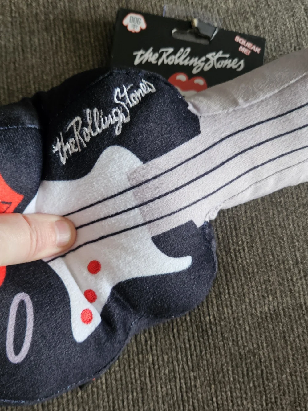 Rolling Stones Logo Icon Rock & Roll Guitar Plush Dog Toy Squeak New NWT RARE!